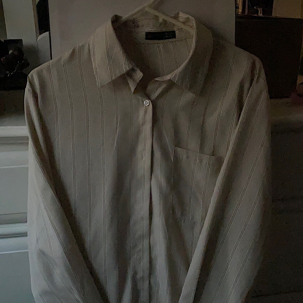 Stripped print button front blouse